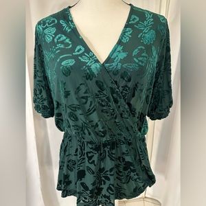 Alfani Womens Faux Velvet floral print top